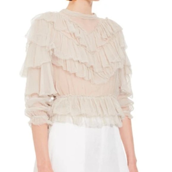 SIR the label Tops - SIR The Label COSETTE RUFFLE TOP BONE